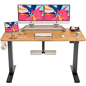 Cyber Monday Deal: 55" Dual Motor Height Adjustable Standing Desk with Foot Rest, Sit/Stand Home/Office Desk with Hooks, Ergonomic, Steel Frame $197.99