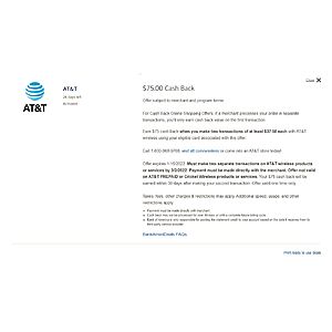 Bank of America Credit Card $75 Cash Back on two $37.50+ Transactions at AT&T Stores and Online - YMMV