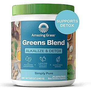30-Servings 8.5-Oz Amazing Grass Greens Blend Alkalize & Detox Simply Pure Powder $8.25 w/ S&S + Free Shipping w/ Prime or on $25+
