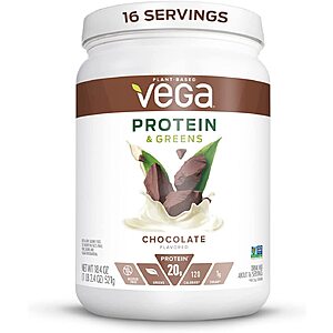 Vega Protein and Greens Vegan Protein Powder: 1.2-lbs (Chocolate) $11.05, 1.5-lbs (Berry) $14.30, 1.5-lbs (Vanilla) $14.40 & More  w/ S&S + Free Shipping w/ Prime or on $25+