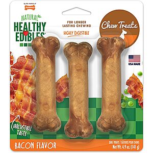 3-Ct Nylabone Healthy Edibles All-Natural Long Lasting Dog Chew Treats (Bacon) $4.10 & More w/ S&S