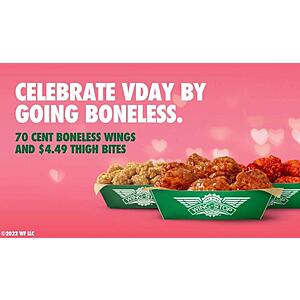 Wingstop: 70 cent boneless wings on Valentine’s Day 2/14 + $4.49 Thigh Bites In-Restaurant and Delivery $0.7