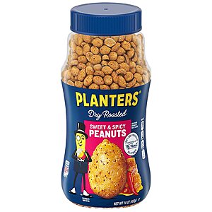 Amazon: Planters Sweet and Spicy Dry Roasted Peanuts (New Flavor), 16oz after 20% Coupon w/5% SS, Less w/15% SS, Free Prime Shipping $2.96