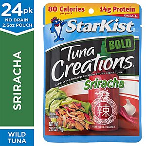 Amazon: StarKist Tuna Creations BOLD, Sriracha, 2.6 Oz, Pack of 24 w/5% SS, Less w/15% SS, Free Prime Shipping $20.05