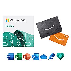Prime Members: 12-Month Microsoft 365 Family w/ Auto-Renewal (6 People) + $50 Amazon Gift Card - $92.95 - Amazon