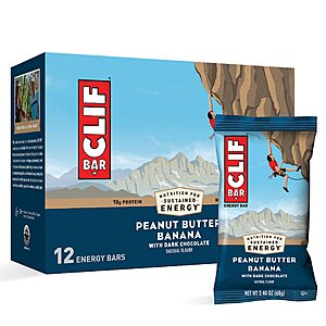 12-Ct 2.4oz CLIF Bars Energy Protein Bars (Peanut Butter Banana Dark Chocolate) $9 w/ Subscribe & Save