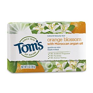 6-Pack 5-Oz Tom's of Maine Natural Beauty Bar Soap (Orange Blossom With Moroccan Argan Oil) $11.25 w/ S&S + Free S&H w/ Prime or $25+