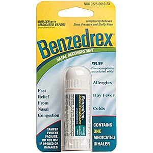 Benzedrex Quick Relief Nasal Decongestant Inhaler $2.50 w/ Subscribe & Save