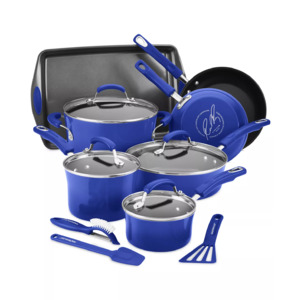 14-Piece Rachael Ray Classic Brights Hard Enamel Nonstick Cookware Set (Blue) $90 + Free Shipping