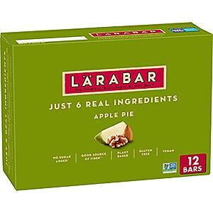 12-Count 1.6-Oz Larabar Gluten Free Vegan Fruit & Nut Bars (Apple Pie, Lemon, Peanut Butter Choc Chip) $9.30 w/ S&S + Free S&H w/ Prime or $25+
