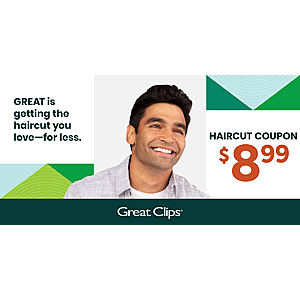 Select Great Clips Salon Locations: Haircut Coupon for $9