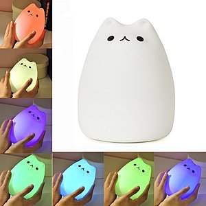 KssFire Portable Cute Kitty LED Children Night Light Silicone LED Multicolor Night Lamp,USB Rechargeable Silicone Soft Baby Nursery Lamp -- $9.59 AC + FREE Prime Shipping
