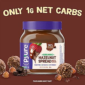 Pyure Organic Chocolate Hazelnut Spread,90% Less Sugar No Palm Oil,Gluten-Free,Peanut Free,Plant-Based Hazelnut Spread 13oz~$7.49 @ Amazon~Free Prime Shipping!