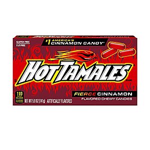 Hot Tamales Fierce Cinnamon Chewy Candy, 5 ounce Theater Box (Pack of 12)~$9 @ Amazon~Free Prime Shipping!