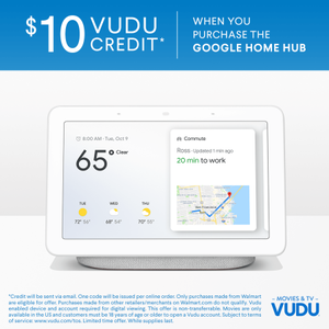Google Home Hub- Charcoal with $10 Vudu movie credit - $99 @ Walmart.com