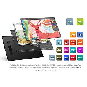 XP-PEN Star G960S Graphics Drawing Tablet 9 x 6 inch with 8192 Levels Pressure Sensitivity Tilt Support Passive Pen 4 Shortcut Keys $34.99
