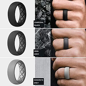 Egnaro Men's Silicone Rings with Ergonomic Design for Workout, Extreme Duties & Manual Labor Work, Get 50% off at Min 3.99