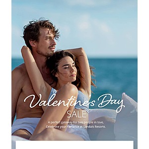 Sandals Resorts (All Inclusive) Valentine's Day Sale - Get A $400 Resort Credit on 6+ Nights Stay ***Must Register*** - Expires February 15, 2022