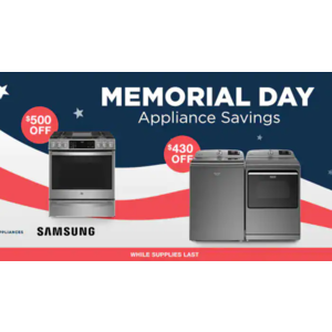 Costco Memorial Day Appliance Savings event. While supplies last.