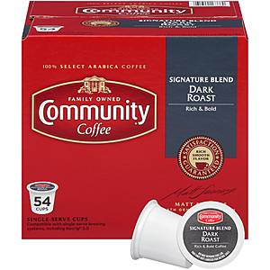 33% Off Community Coffee Signature Dark Roast 54 Count Single Serve Cups FOR CYBER MONDAY + Free Shipping for $19.99 Lightning deal ends at 10:25pm PST