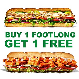 Subway Restaurant: Buy One Footlong Sub, Get One Footlong Sub
