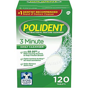 120-Ct Polident 3-Minute Antibacterial Denture Cleanser $3.65 w/ S&S + Free Shipping w/ Amazon Prime or Orders $25+
