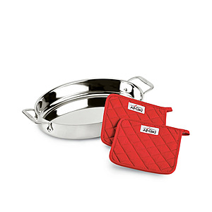All-Clad Stainless Steel 15" Oval Baker & 2 Pot Holders Set $37.50 + Free Store Pickup at Macy's or FS on $49+