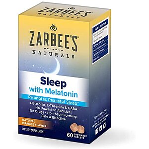 60-Ct Zarbee's Naturals Sleep Chewable Tablets w/ Melatonin Supplement (Natural Orange Flavor) $4.54 w/ S&S + Free Shipping w/ Prime or on $25+