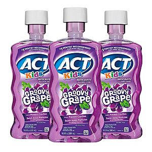 16.9-Oz ACT Kids Anticavity Fluoride Rinse (Groovy Grape) 3 for $8.10 w/ S&S + Free Shipping w/ Prime or on $25+