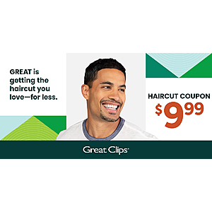 Great Clips - Valid at participating NJ, PA & DE area Great Clips salons - Expires 6/3/2022 - $9.99