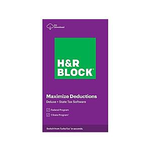 H&R BLOCK Tax Software Deluxe + State 2020 Windows - Download | KeyCard@newegg $15