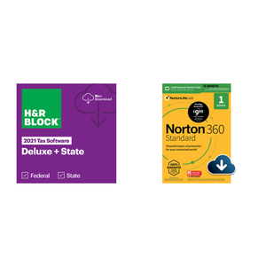 H&R Block Tax Deluxe + State 2021 (PC or Mac) Download & Norton 360 Standard Antivirus 15 Month $18.98