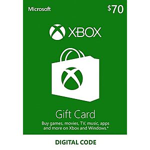 $70 Xbox Gift Card & 3-Month Xbox Live Gold Membership (Email Delivery) $65.90