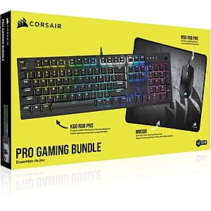 CORSAIR - Pro Gaming Bundle 2021 Edition - K60 RGB PRO - M55 RGB PRO - MM300 Mouse Pad - Black $74.99 w/ Free Shipping @ Best Buy $74.99