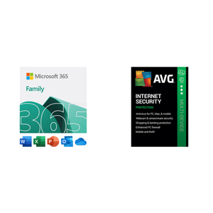Microsoft 365 Family (12-month, 6 Users) + AVG Internet Security (12-month, 5 Devices) $59.98