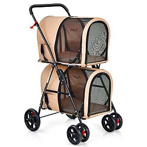 Costway 4-in-1 Double Pet Stroller w/ Detachable Carrier and Travel Carriage $104 + Free Shipping