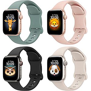 50% OFF!! BRG 4 Pack Bands for Apple Watch/Unisex Sport Apple Watch Bands/Soft Silicone Strap Replacement for iWatch Bands Ultra SE Series $3.99