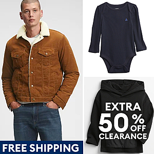 Gap Factory: Extra 50% Off Clearance: Men's Sherpa-Lined Denim Icon Jacket $22.50 & More + Free S/H