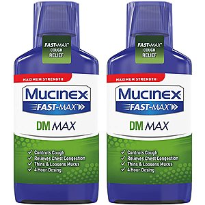 Mucinex: Maximum Strength Fast-Max DM 6 fl. oz. Controls Cough, Congestion (Pack of 2) $14.14 AR & More