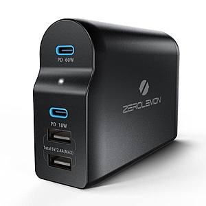 Zerolemon 90W 4-Port Dual USB-C PD Desktop Charger $18 - $18