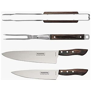 Amazon has Tramontina Chef's Knife Set (8" + 10"), Grill Tongs & Grill Fork - 4pc set $12.34