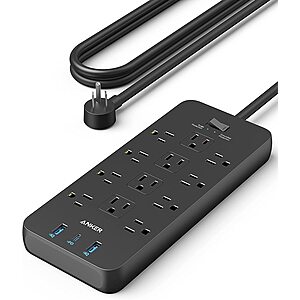 Anker Power Strip Surge Protector (2100J), 12 Outlets with 2 USB A and 1 USB C Port for Multiple Devices, 5ft Extension Cord, 20W Power Delivery Charging $25.99