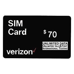 $70 Verizon Unlimited Talk, Text & 4G LTE Data Plan Prepaid Sim Card (First Month Included) - $20 & Free Shipping