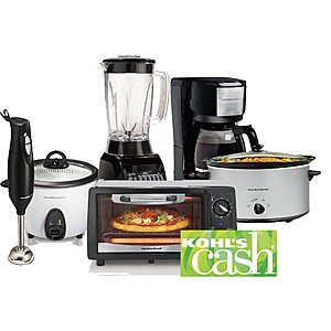 Hamilton Beach Toaster Oven, Slow Cooker, More + $10 Kohls Cash  3 for $21 after Rebate(s) + Free In-Store Pickup
