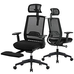Mesh Office Chair with Adjustable Lumbar/Headrest/Recline and Footrest - Optional 5y Allstate Warranty +$14 $99.99