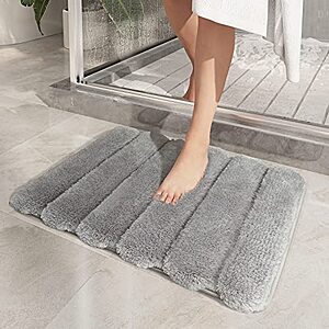 Super Soft Bath Mat Absorbent Non- Slip Plush 16" x 24" (Silver Grey) $9.99