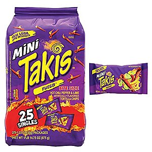 25ct 1.2oz Mini Takis Fuego Crunchy Rolled Tortilla Chips (Hot Chili Pepper & Lime) $8.53 w/ coupon+ Free Shipping w/ Prime or $25+