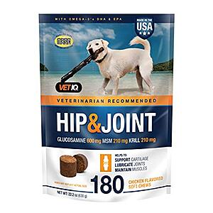 VetIQ Hip & Joint Supplement for Dogs, Chicken Flavored Soft Chews, 180 Count $11.5