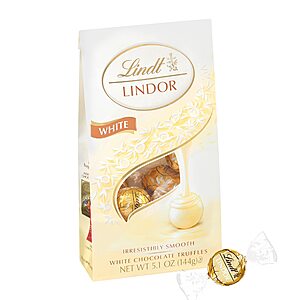 6 Packs - Lindt LINDOR White Chocolate Candy Truffles, Valentine's Day Chocolate, 5.1 oz. Bag $10.45 on Amazon