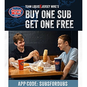 Jersey Mike’s: Buy One Regular Sub Get One Regular Sub 08/16